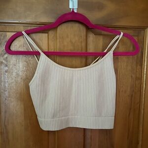 Beige Ribbed Crop Top